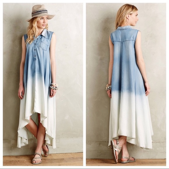 Anthropologie Dresses & Skirts - Anthropologie Ombré Dipped Chambray Shirtdress
